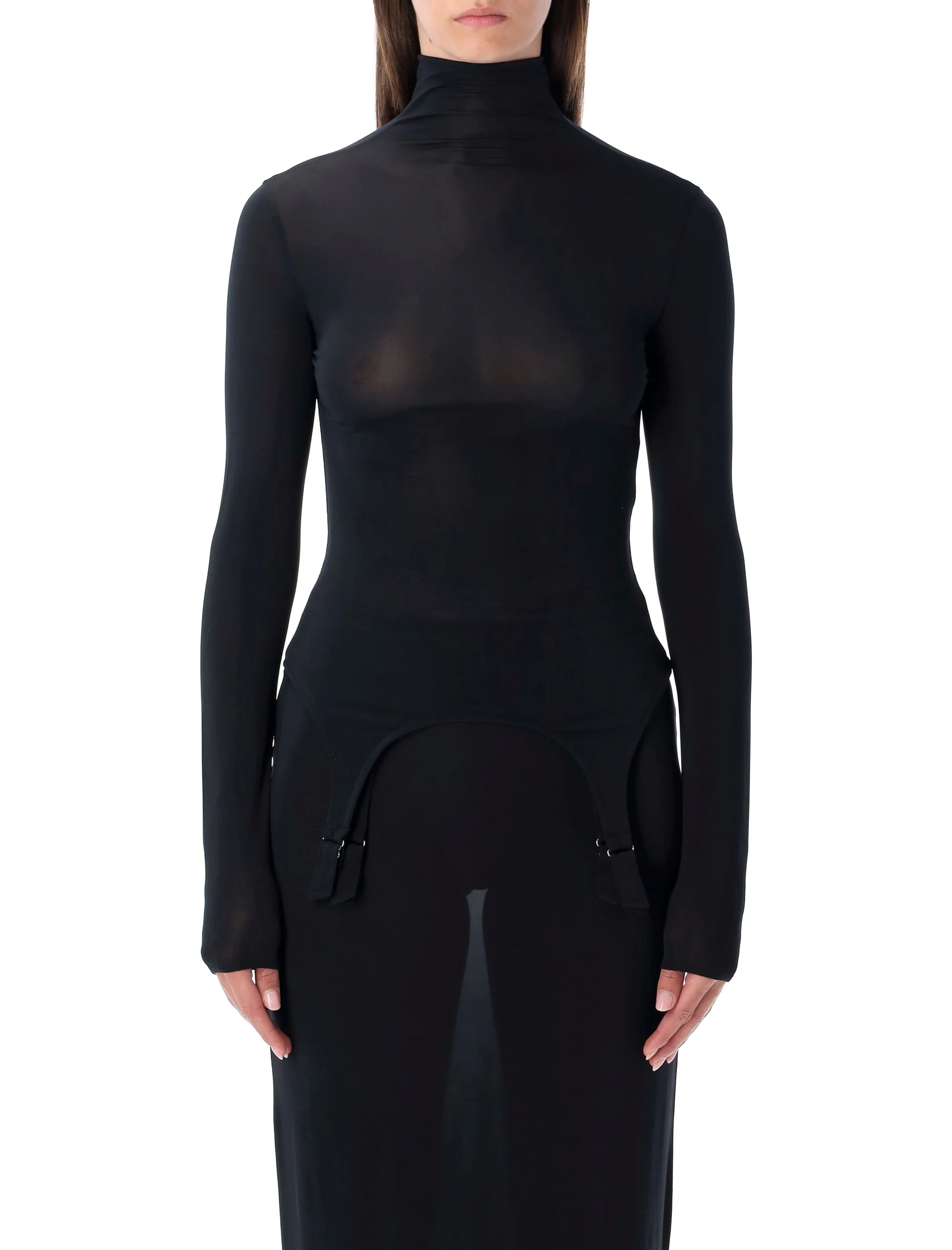 JEAN PAUL GAULTIER Long-sleeve High-neck Body with Lingerie Details