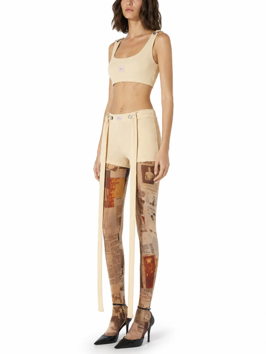 Jean Paul Gaultier Rib-Knit Cotton Strap Shorts - Image 2