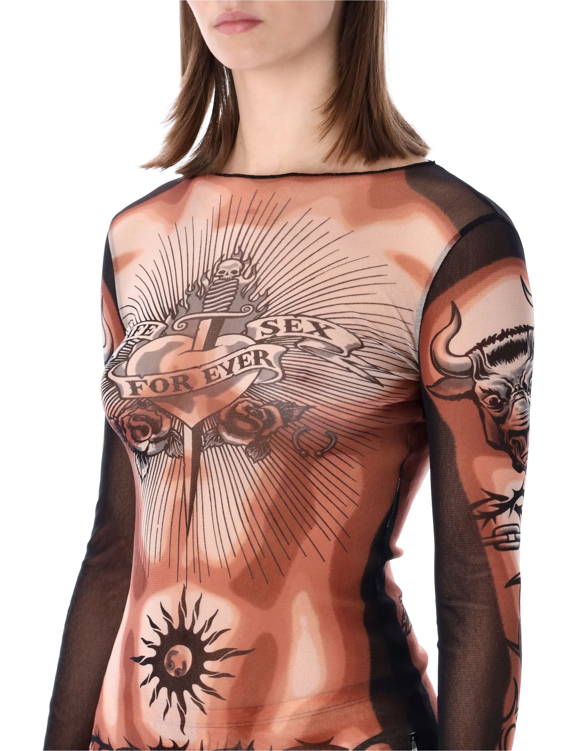 Jean Paul Gaultier Safe Sex Tattoo Tulle Top - Size S - Image 3