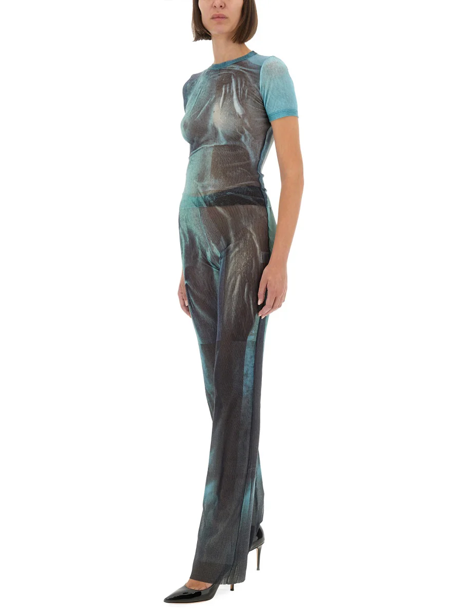 JEAN PAUL GAULTIER Women Mesh Printed "Water" Trouser - Image 2