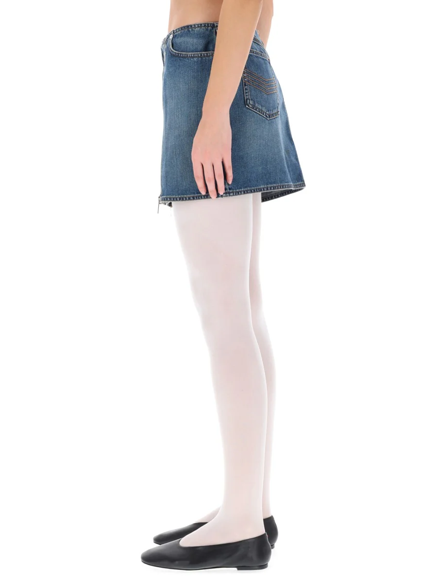 JEAN PAUL GAULTIER Zip-detail Denim Mini Skirt - Image 3