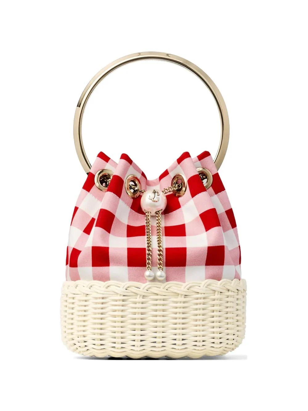 JIMMY CHOO BON BON | Mirror Fabric Mini Bag with Metal Handle
