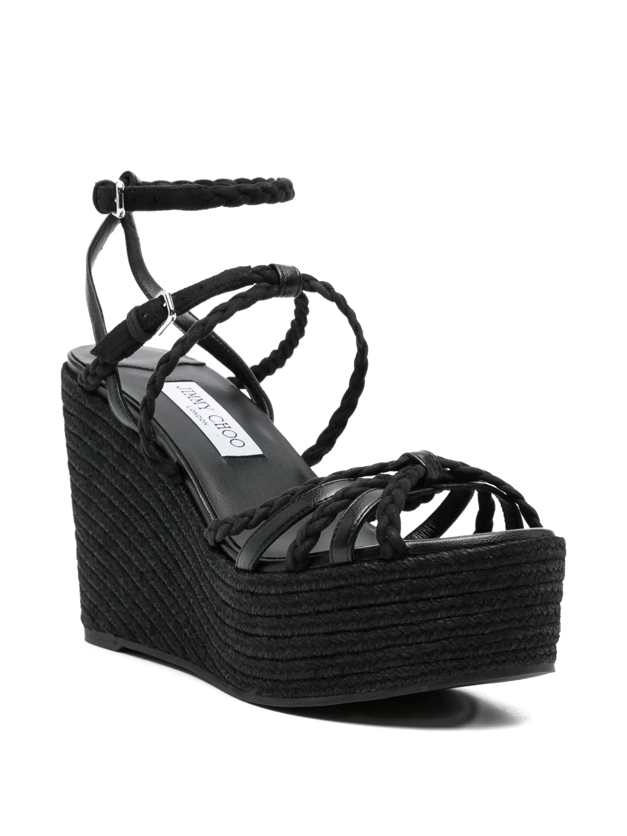 Jimmy Choo Jute Platform Sandals with Adjustable Ankle Strap - 3.9 inch Heel - Image 2