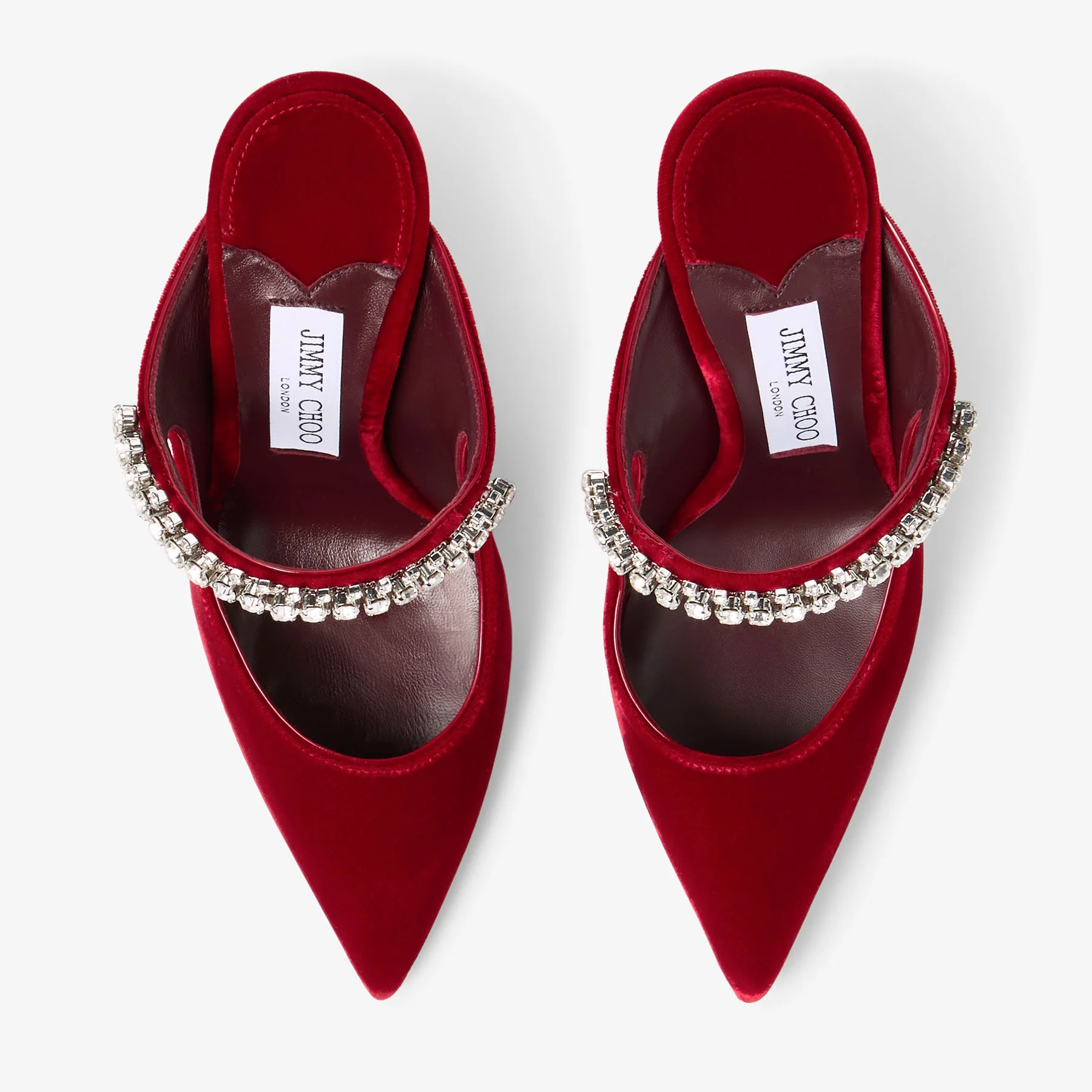 Jimmy Choo Pointed Toe Slip-On Sandals with Crystal Strap - 100mm Heel - Image 5