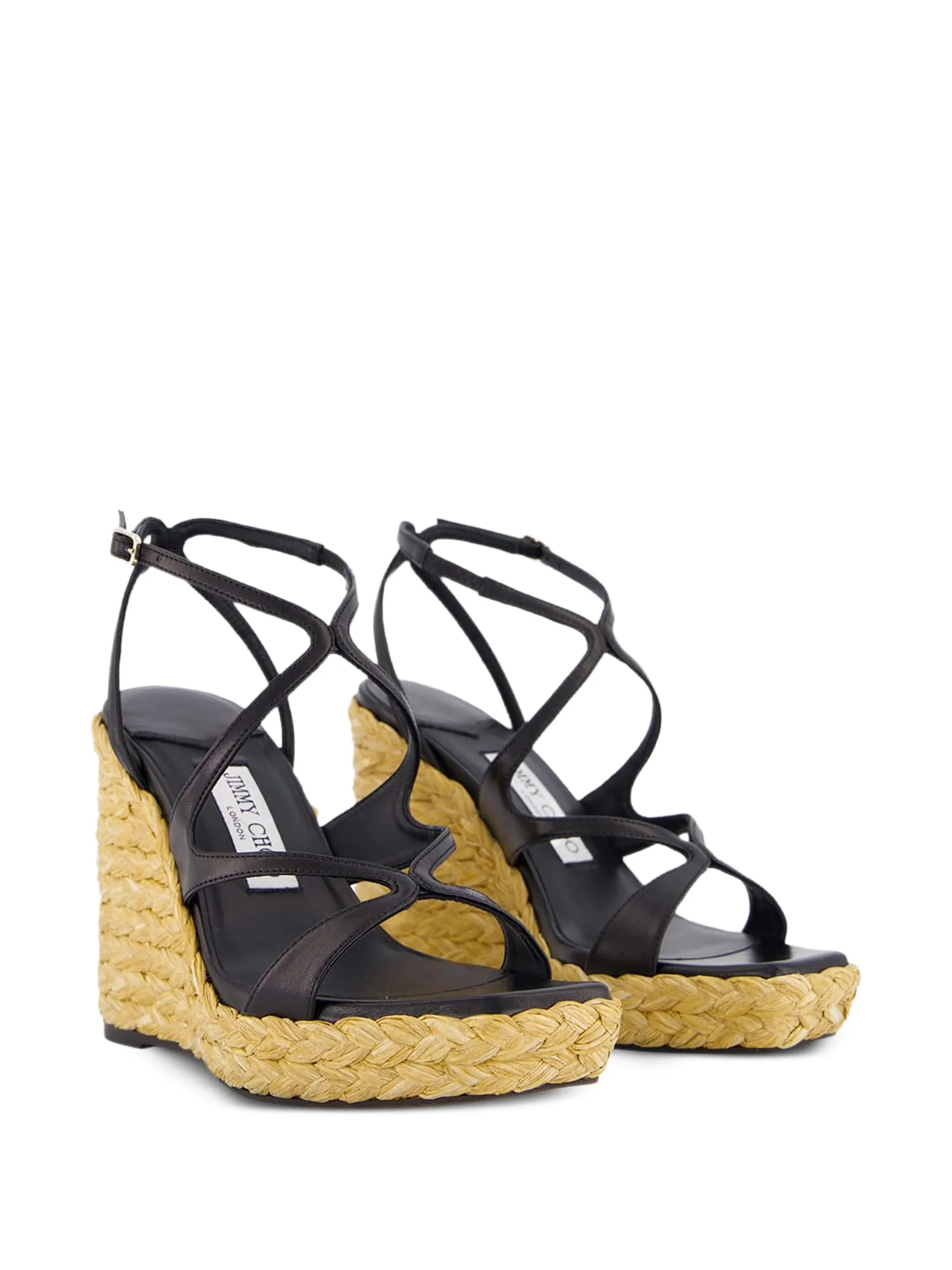 Jimmy Choo Raffia Wedge Sandals with Adjustable Ankle Strap and 4.3 Inch Heel - Image 2