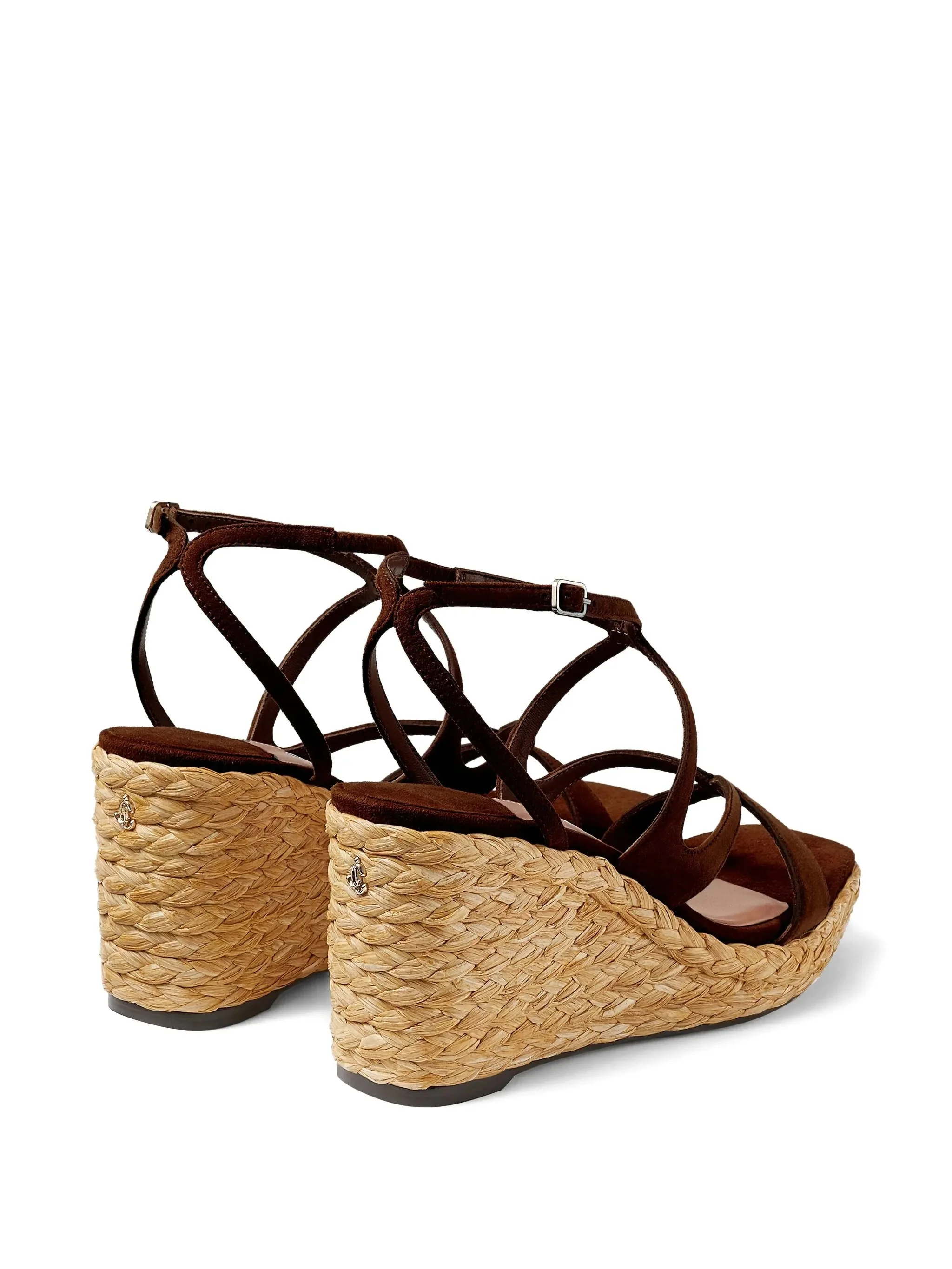 Jimmy Choo Raffia Wedge with Square Toe and Adjustable Ankle Strap - 3.3 Inch Heel - Image 3