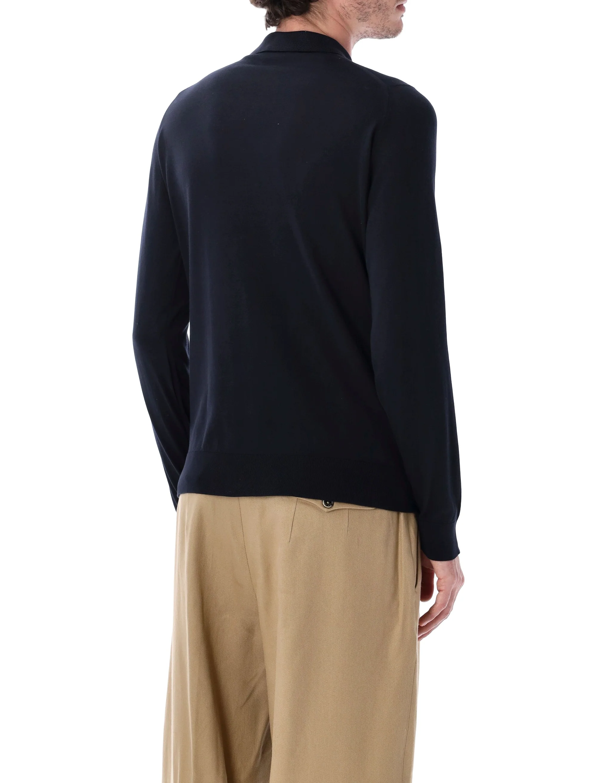 John Smedley Refined Long-Sleeve Polo Shirt - Size L - Image 2