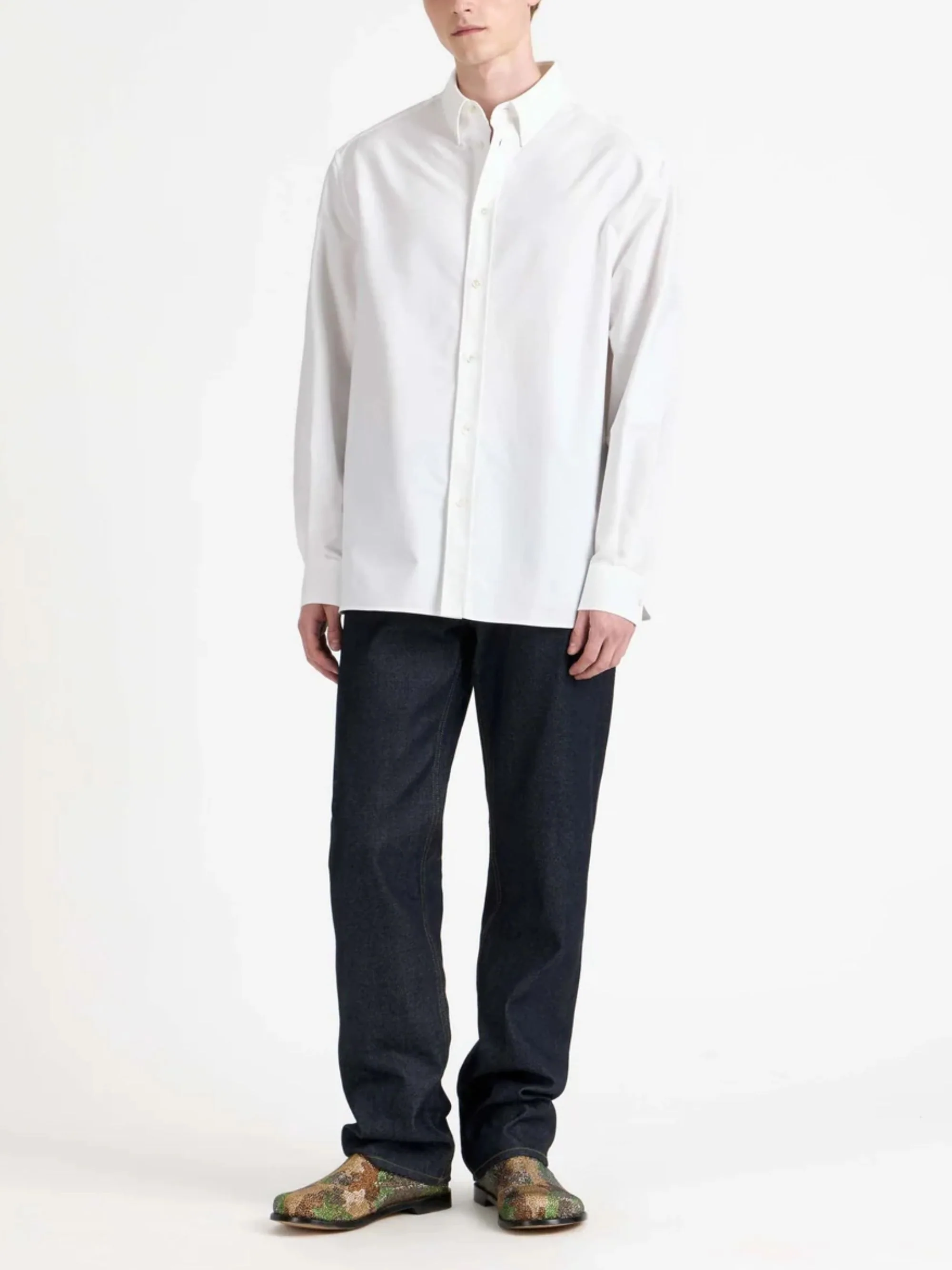 Jw Anderson Embroidery Detail Cotton Button-Up Shirt - Image 2