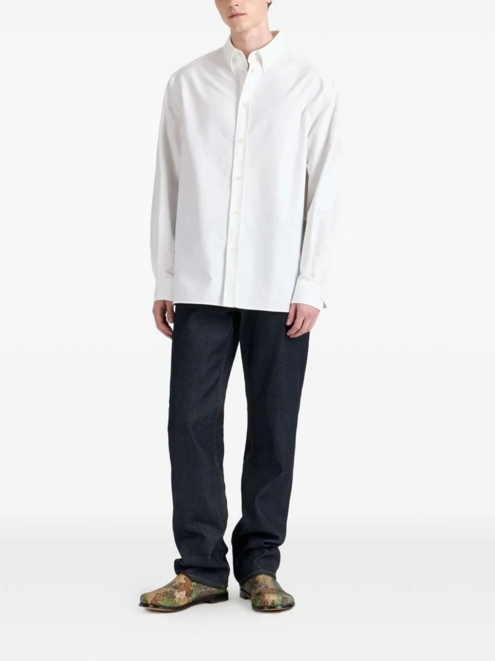 Jw Anderson Embroidery Detail Cotton Button-Up Shirt - Image 7