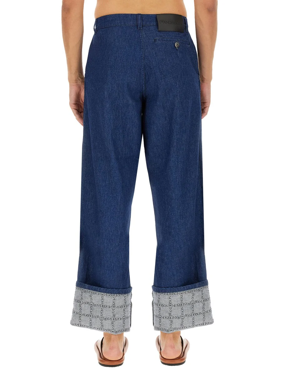 JW ANDERSON Men's Logo Grid Turn Up Workwear Jeans - Image 4