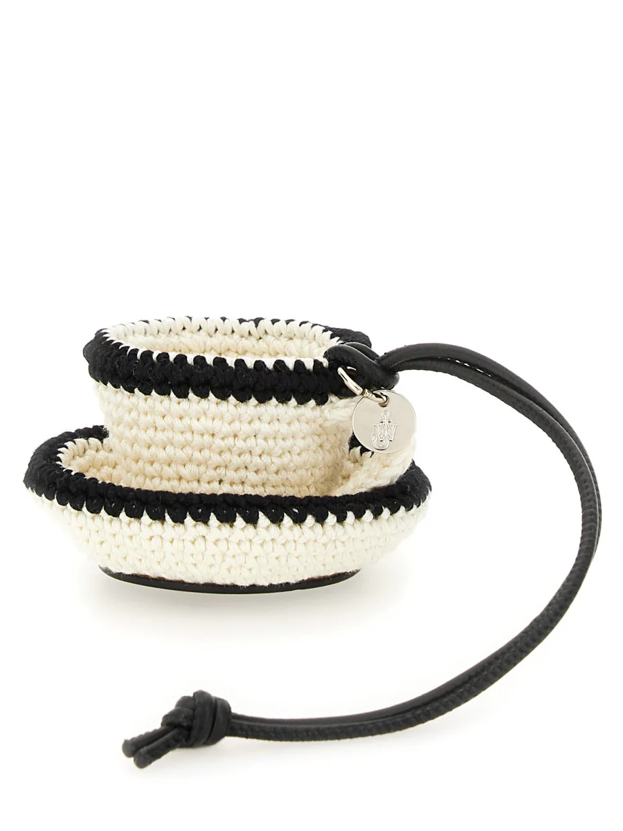 JW ANDERSON Teacup Leather-trimmed Crocheted Bag Charm