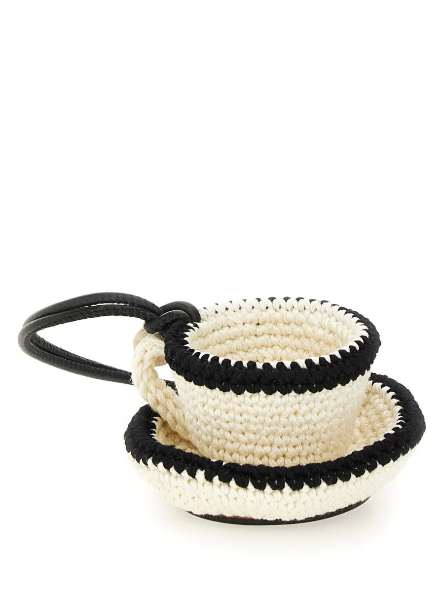 JW ANDERSON Teacup Leather-trimmed Crocheted Bag Charm - Image 2