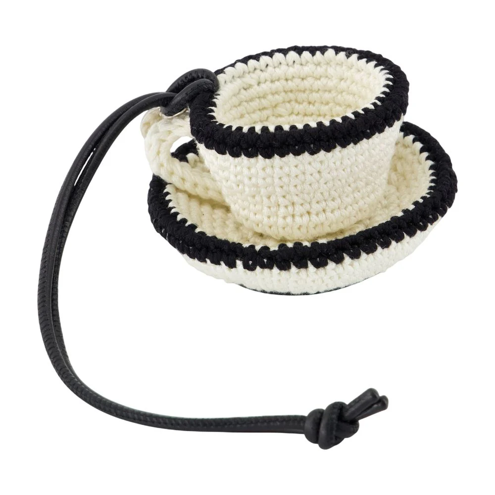 JW ANDERSON Teacup Leather-trimmed Crocheted Bag Charm - Image 3