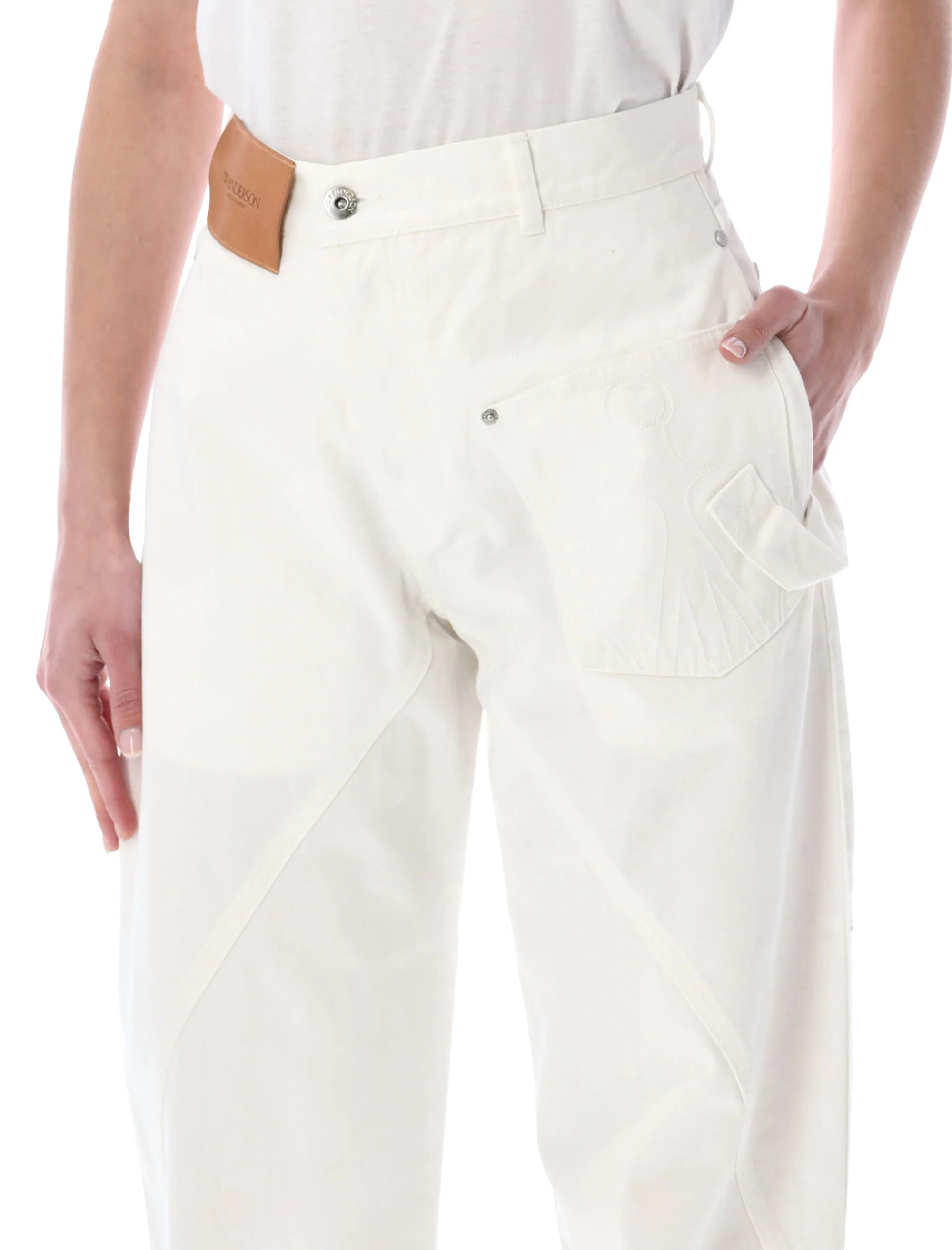 JW ANDERSON WOMENS TWISTED WORKWEAR DENIM JEANS - Image 3