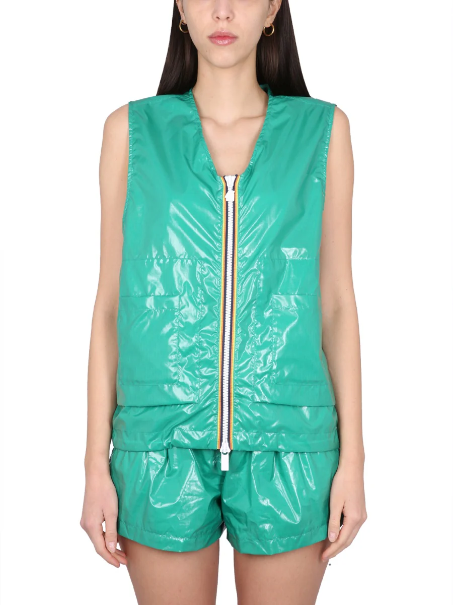 K-way Unisex V-Neck Zipper Closure Mini Vest