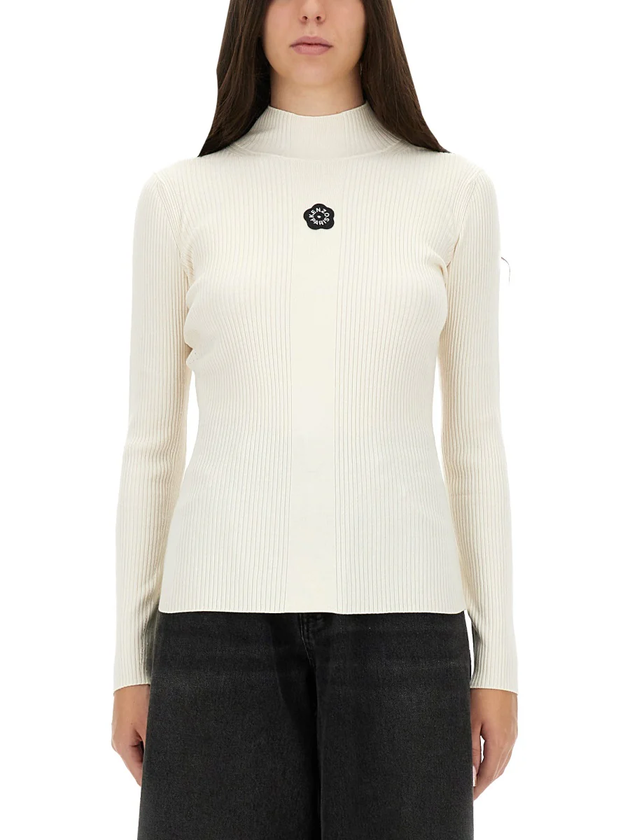 KENZO 'Boke Flower 2.0' Embroidered Long Sleeve Rib Top