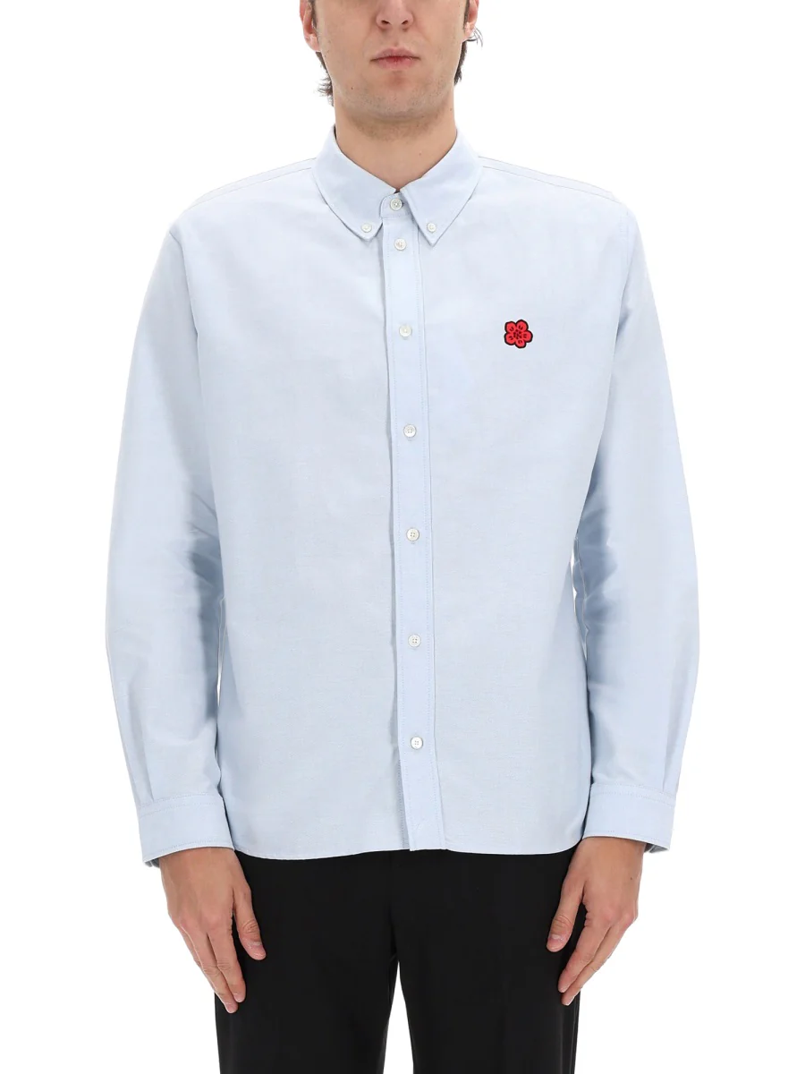 KENZO 'Boke Flower' Embroidered Casual Shirt in Cotton Oxford - Image 3