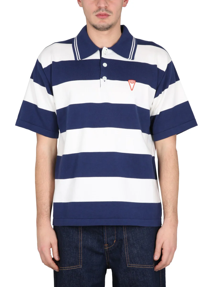 KENZO Embroidered Logo Striped Polo Shirt