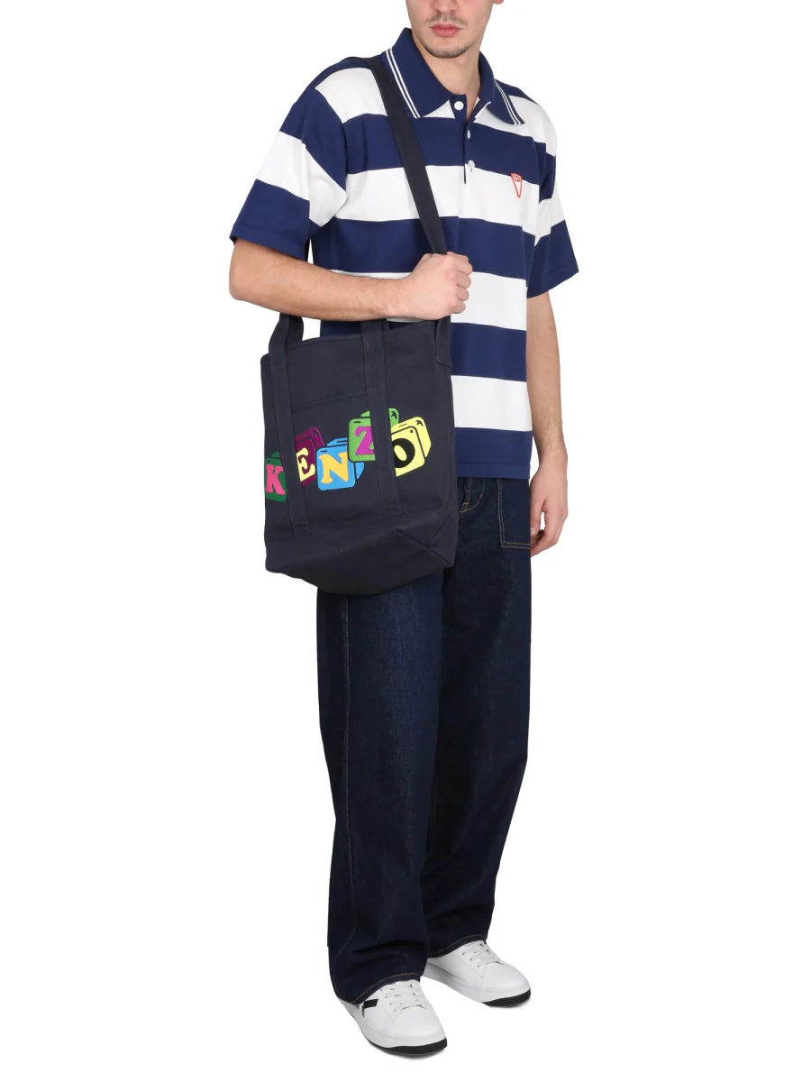 KENZO Embroidered Logo Striped Polo Shirt - Image 2
