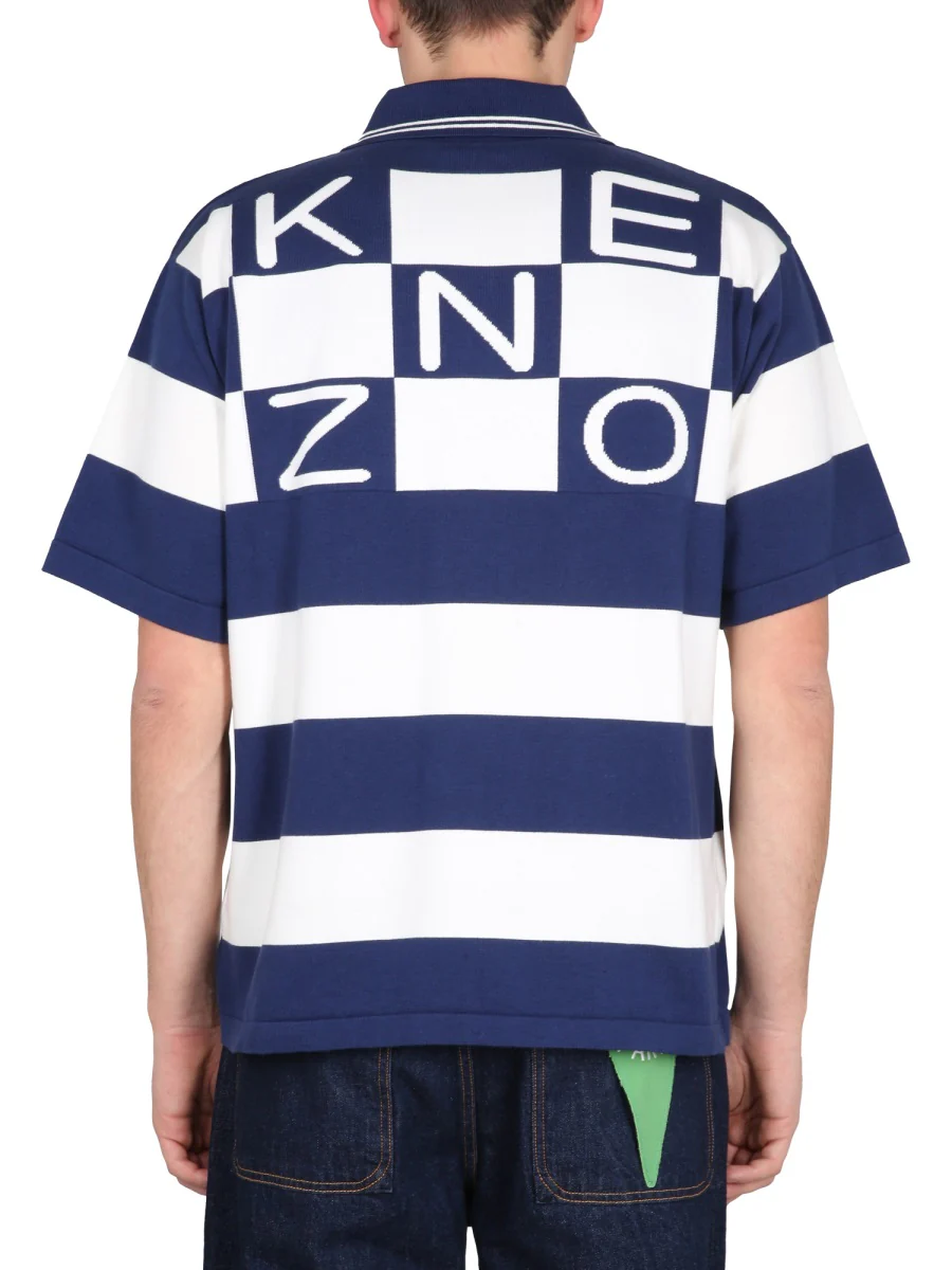 KENZO Embroidered Logo Striped Polo Shirt - Image 3