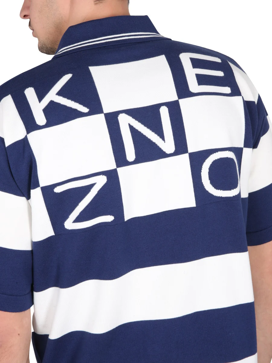 KENZO Embroidered Logo Striped Polo Shirt - Image 4