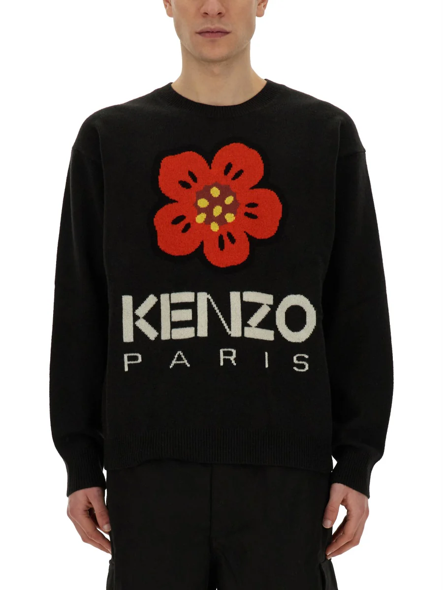 KENZO Regular Fit T-Shirt with Embroidered Flower