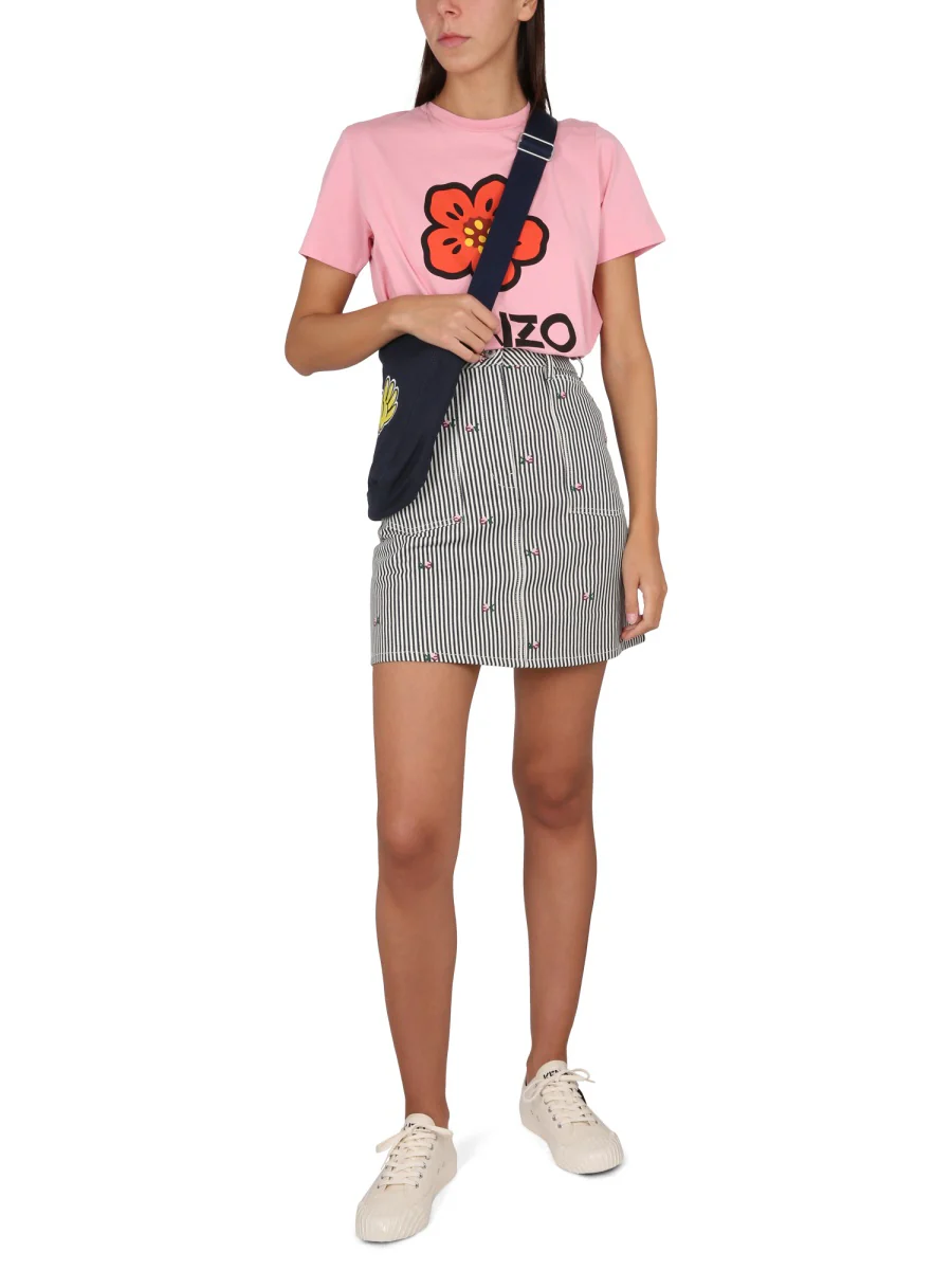 KENZO Rinse Striped Floral Mini Skirt - Image 2
