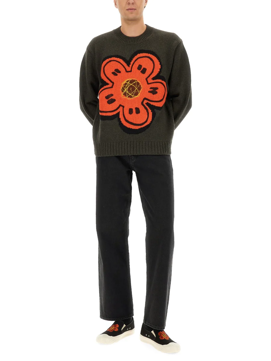 Kenzo Wool Sweatshirt with Boke Flower Design - Size L - Image 2