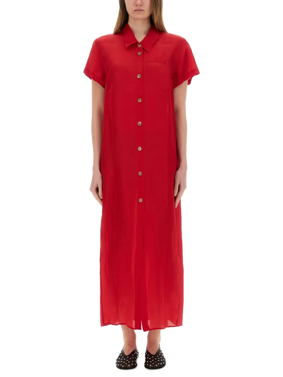 KHAITE Effy Silk and Cotton-blend Organza Midi Shirt Dress