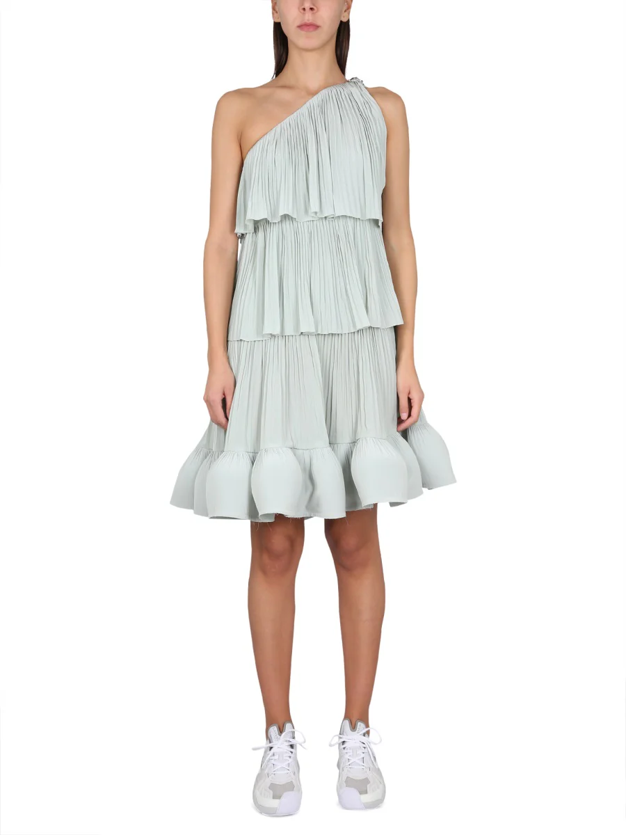 LANVIN Asymmetrical One-Shoulder Dress with Jewel Buckle