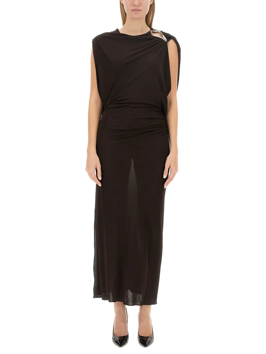 LANVIN Brooch-detail Maxi Dress