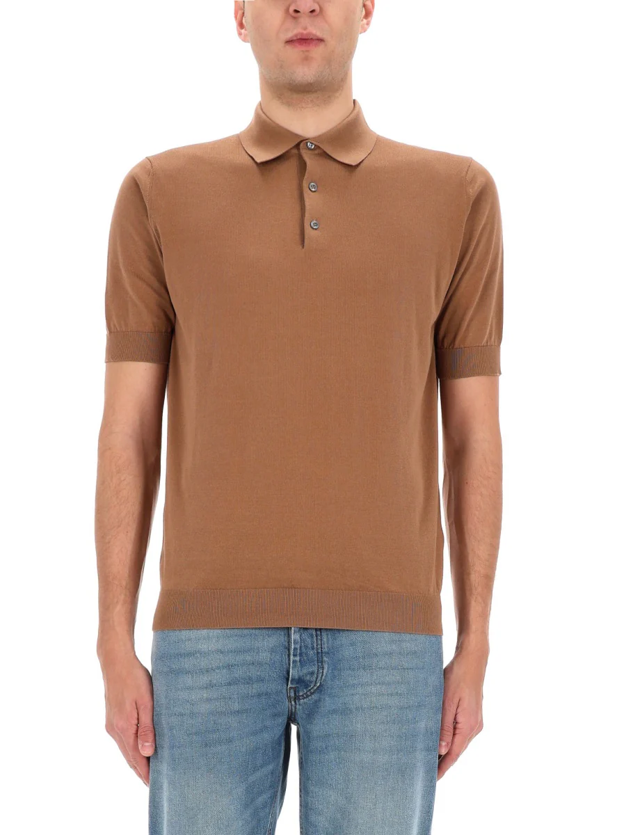 LARDINI Button Short-sleeve Polo Shirt - Image 3