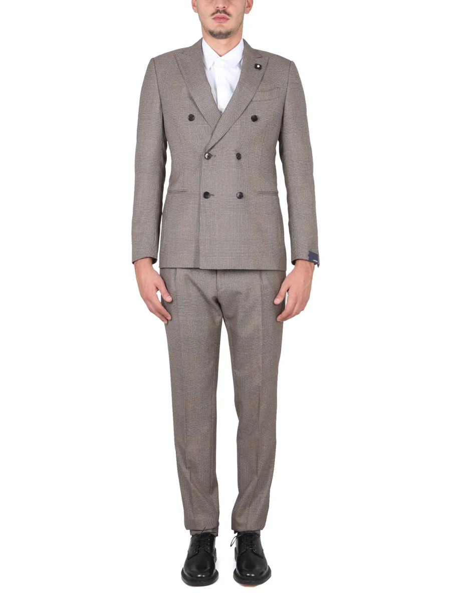 LARDINI Double-breasted Checked-pattern Suit