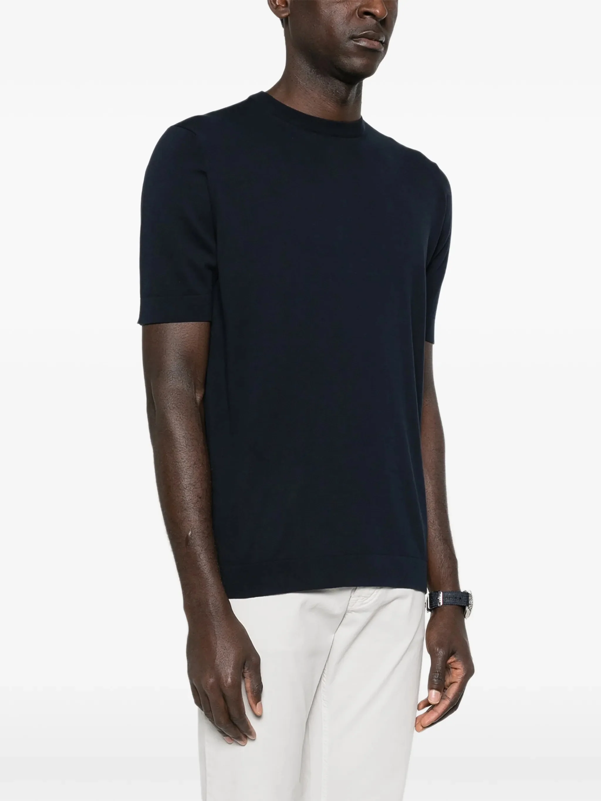 Lardini Ribbed Cuff and Hem T-shirt with Crew Neck - Size M - Image 3