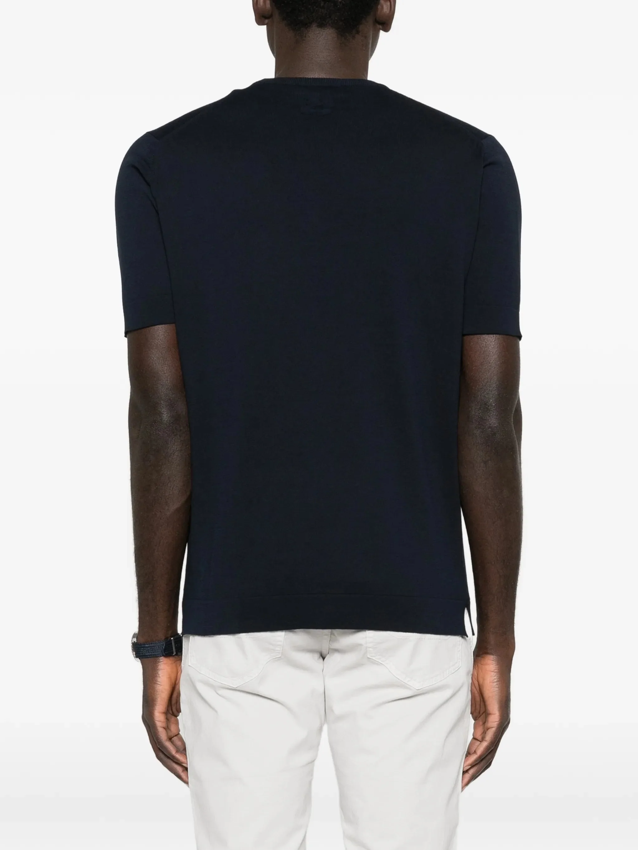 Lardini Ribbed Cuff and Hem T-shirt with Crew Neck - Size M - Image 4