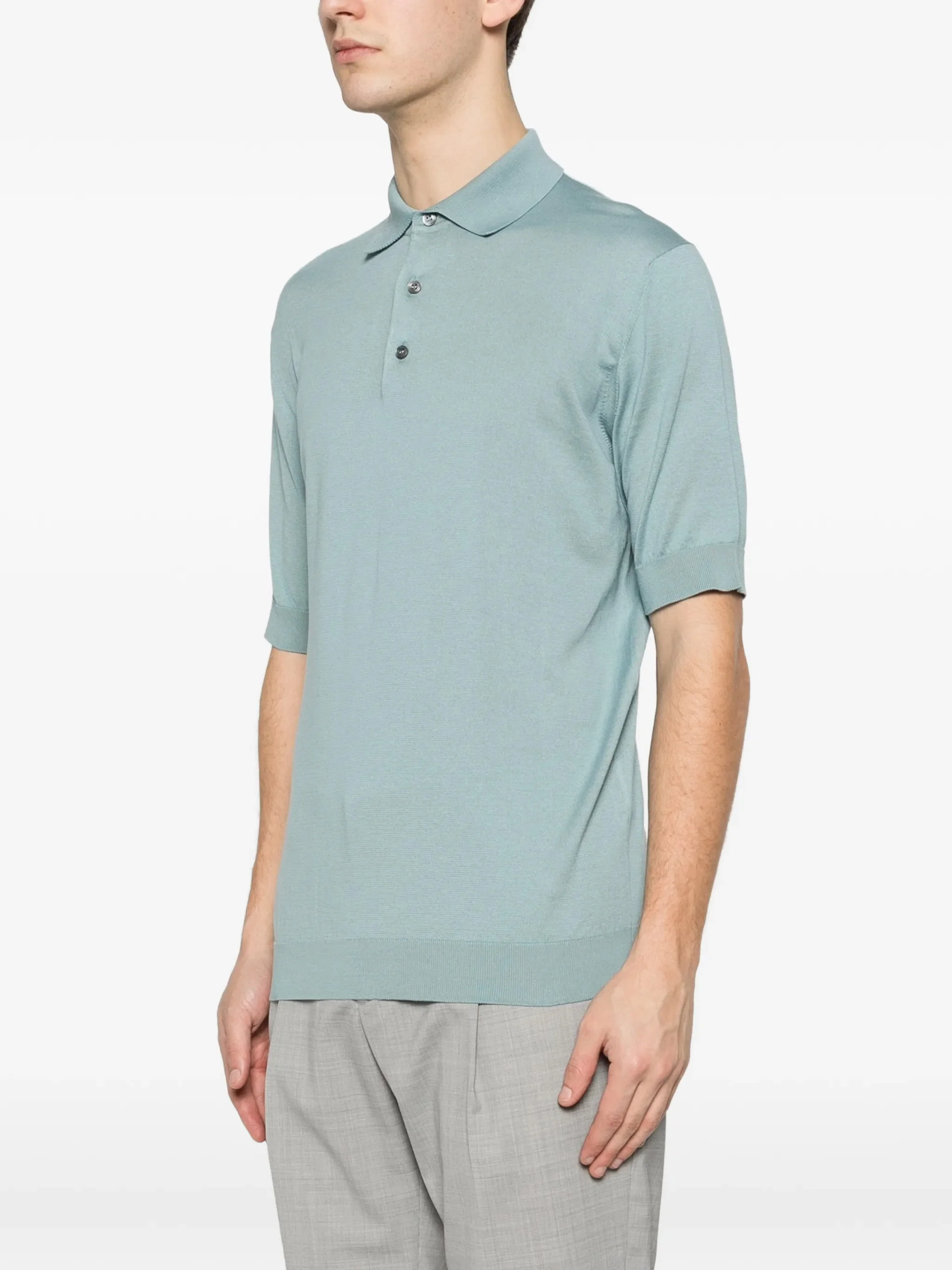 Lardini Ribbed Trim Polo with Button Pocket - Medium - Image 3