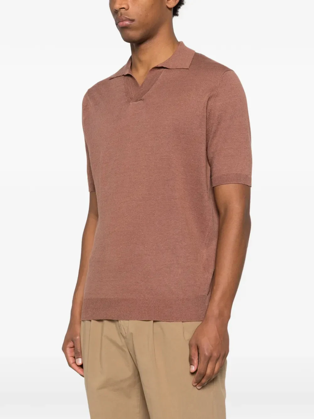 Lardini Short Sleeve Notched Neck T-Shirt in Size M - Image 3