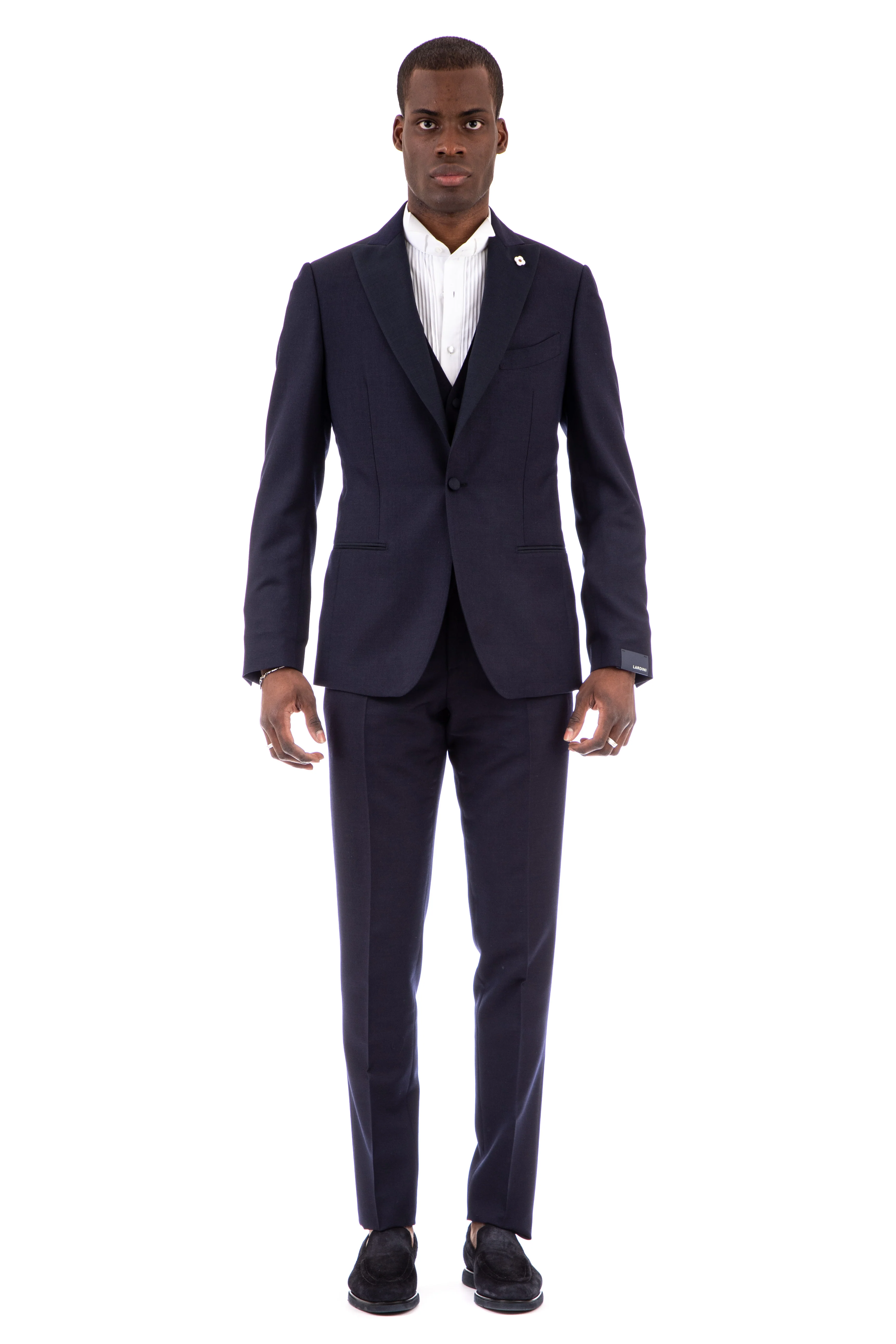 Lardini Stylish Suit with Covered Buttons and Contrasting Elegant Details - P22