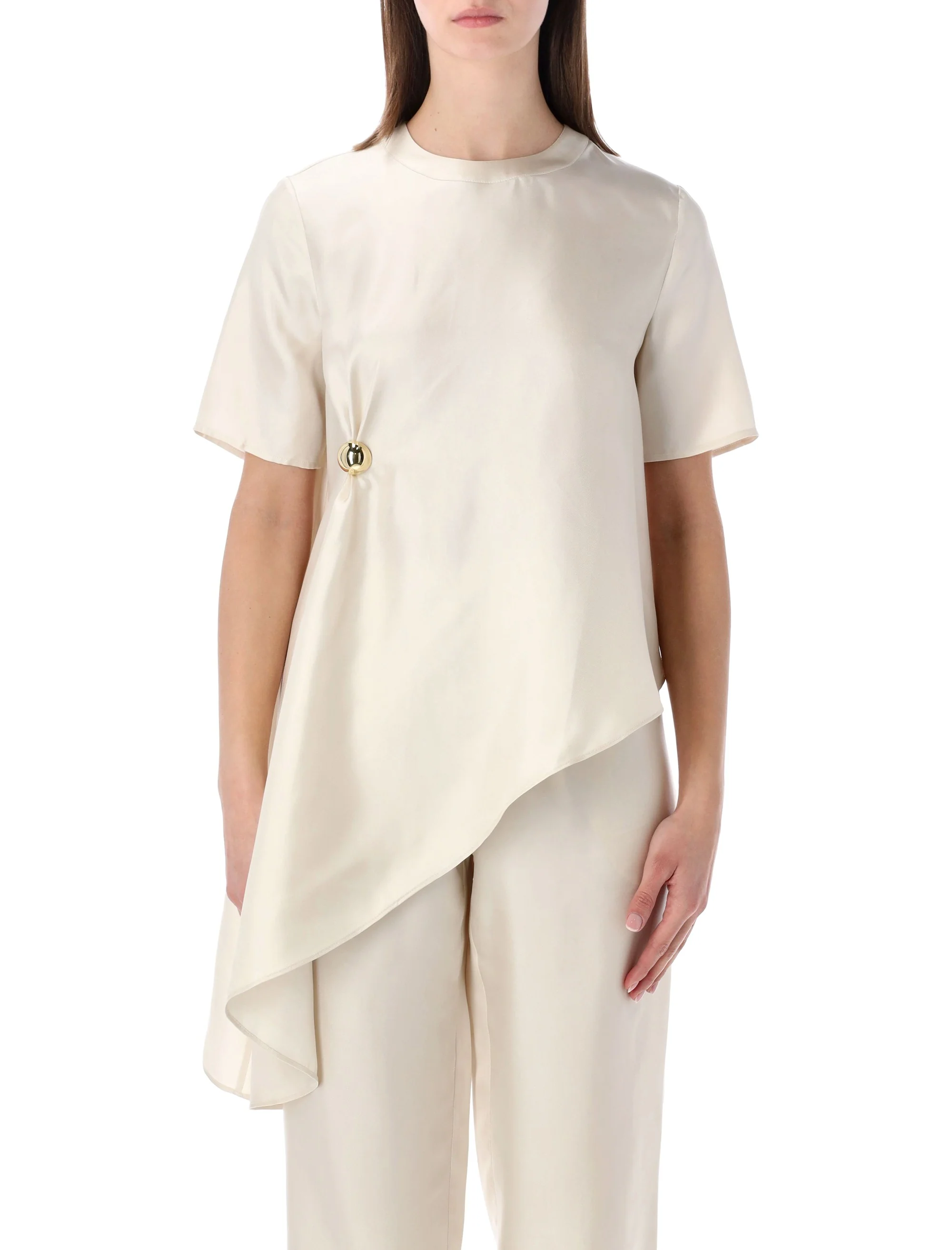 LOULOU MADEA Asymmetric Silk Twill Top