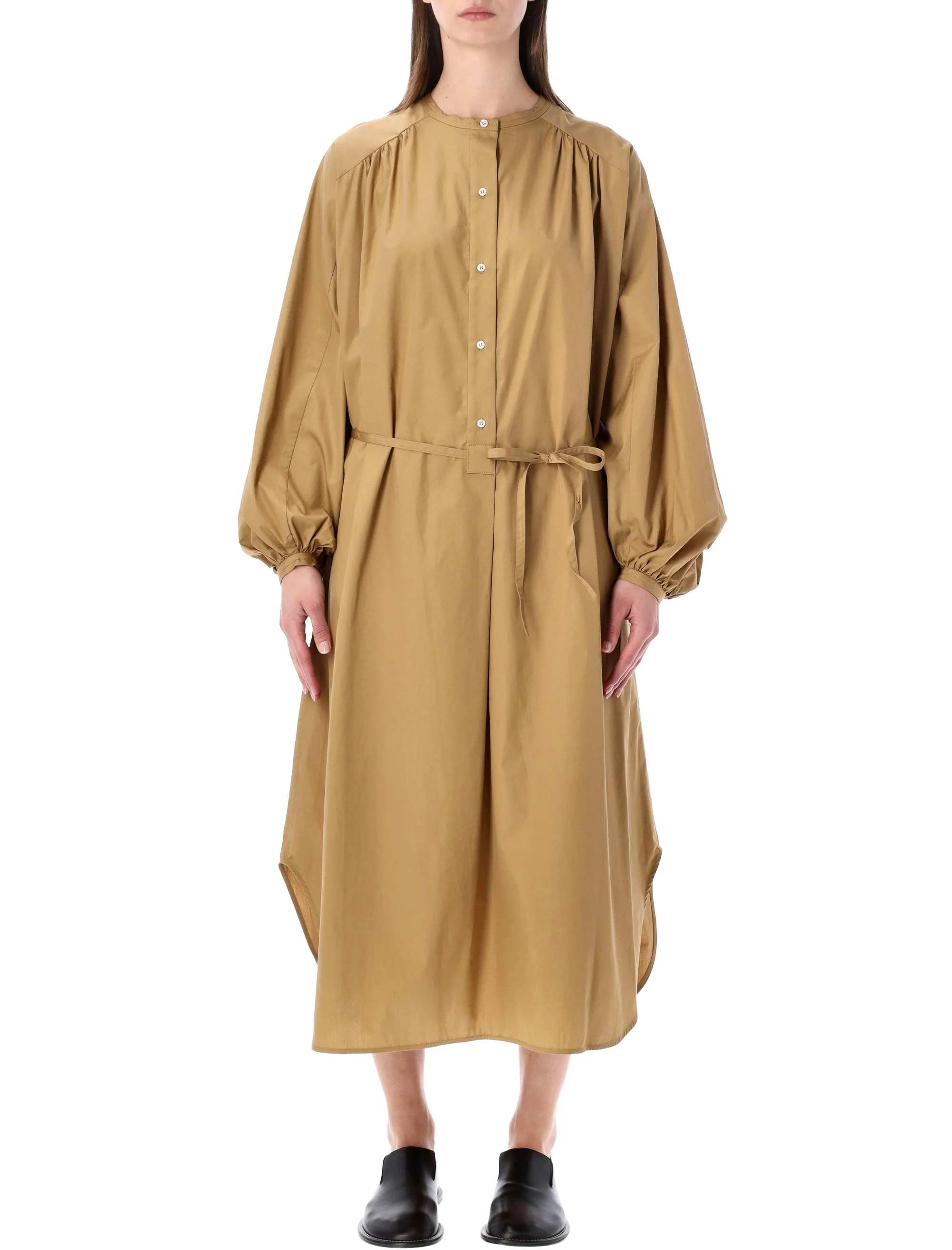 LOULOU Vitti Oversized Belted Cotton-poplin Midi Dress