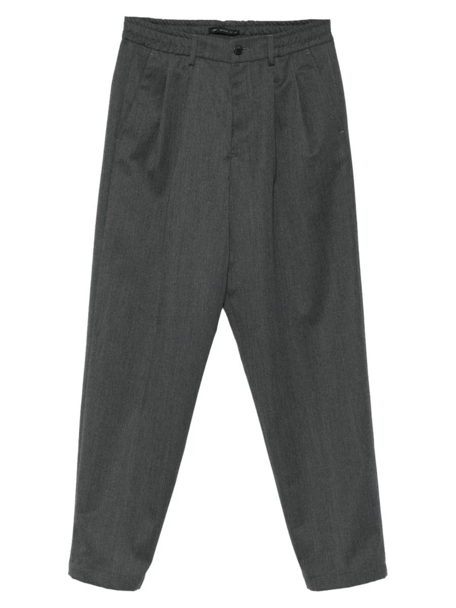 LOW BRAND Pantaloni Special-fit in Drill di Lana Vergine Con Doppia Pince E Banda Elasticizzata in Vita