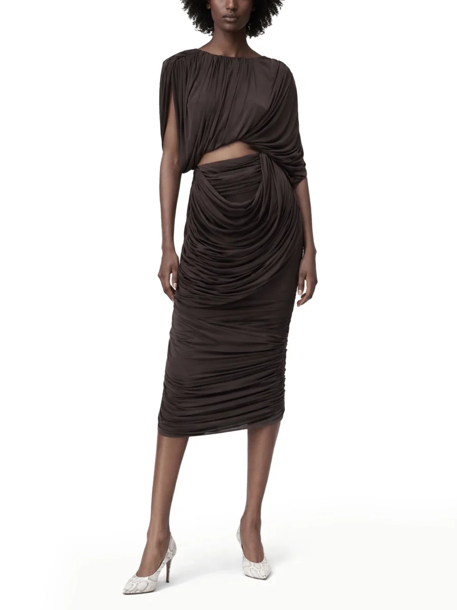 MAGDA BUTRYM Draped Silk Midi Skirt - Image 3