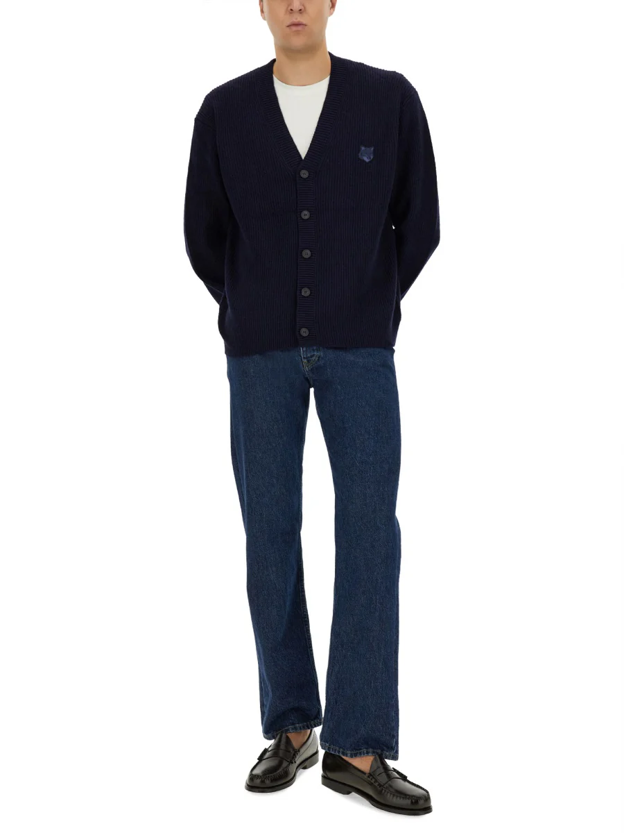 MAISON KITSUNÉ Bold Fox Head Patch Comfort Ribbed Cardigan - Image 2