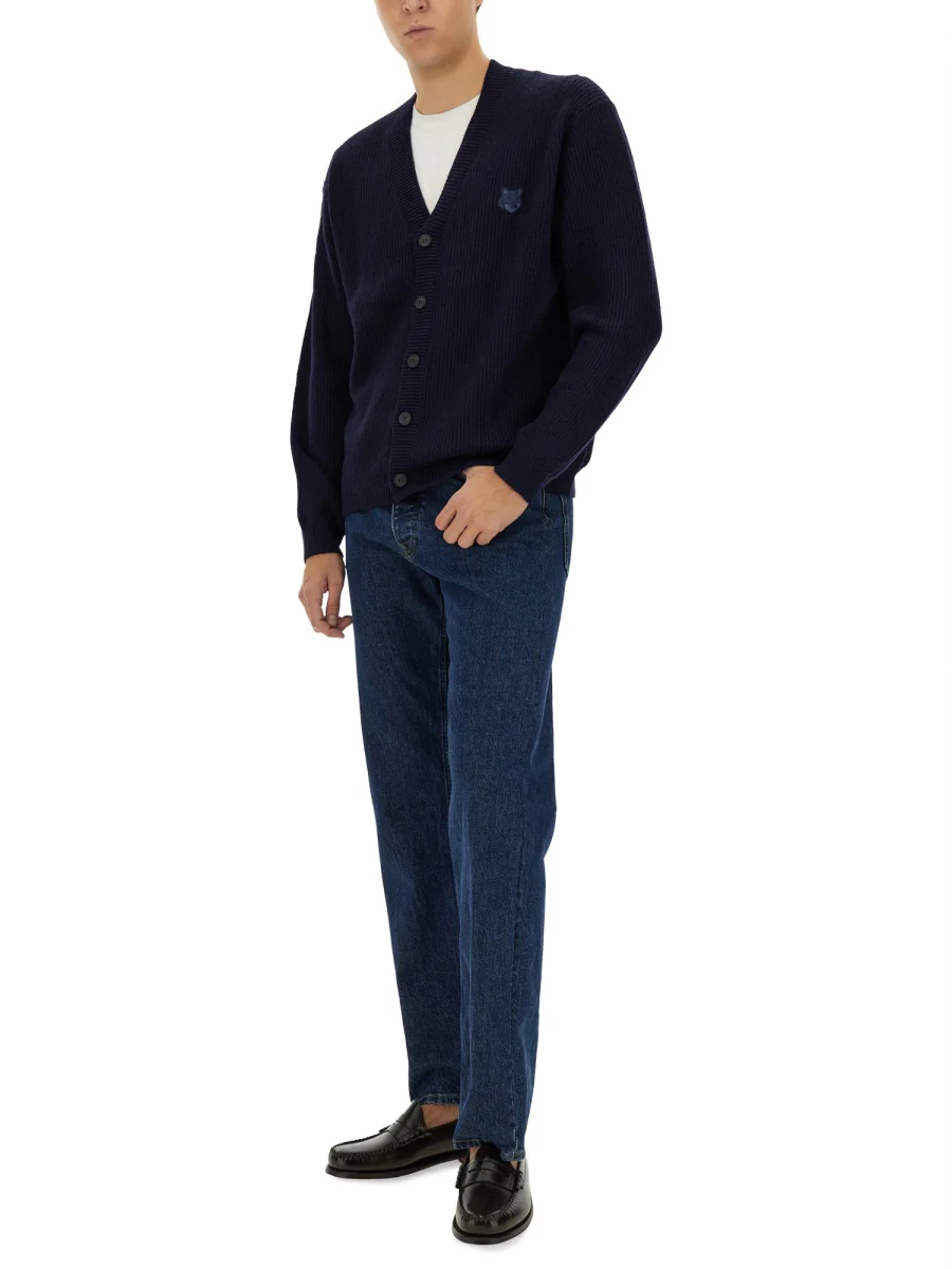 MAISON KITSUNÉ Bold Fox Head Patch Comfort Ribbed Cardigan - Image 4