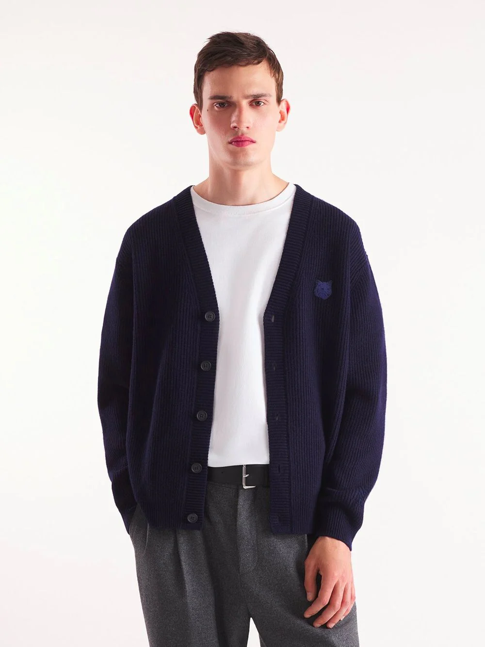 MAISON KITSUNÉ Bold Fox Head Patch Comfort Ribbed Cardigan - Image 7