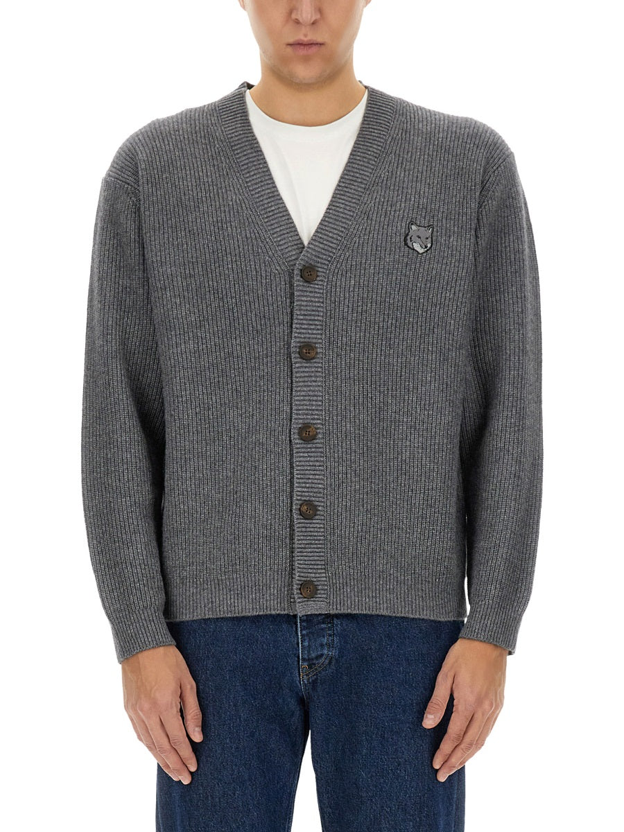 MAISON KITSUNÉ Bold Fox Head Ribbed Cardigan