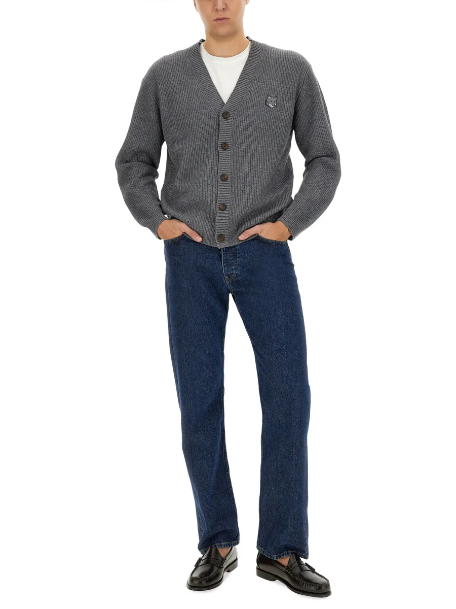 MAISON KITSUNÉ Bold Fox Head Ribbed Cardigan - Image 2