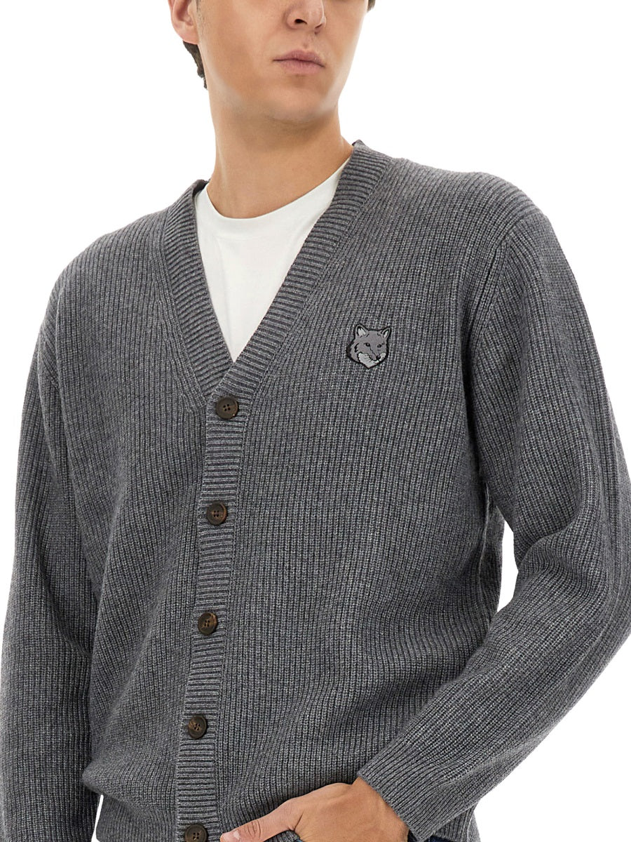 MAISON KITSUNÉ Bold Fox Head Ribbed Cardigan - Image 4