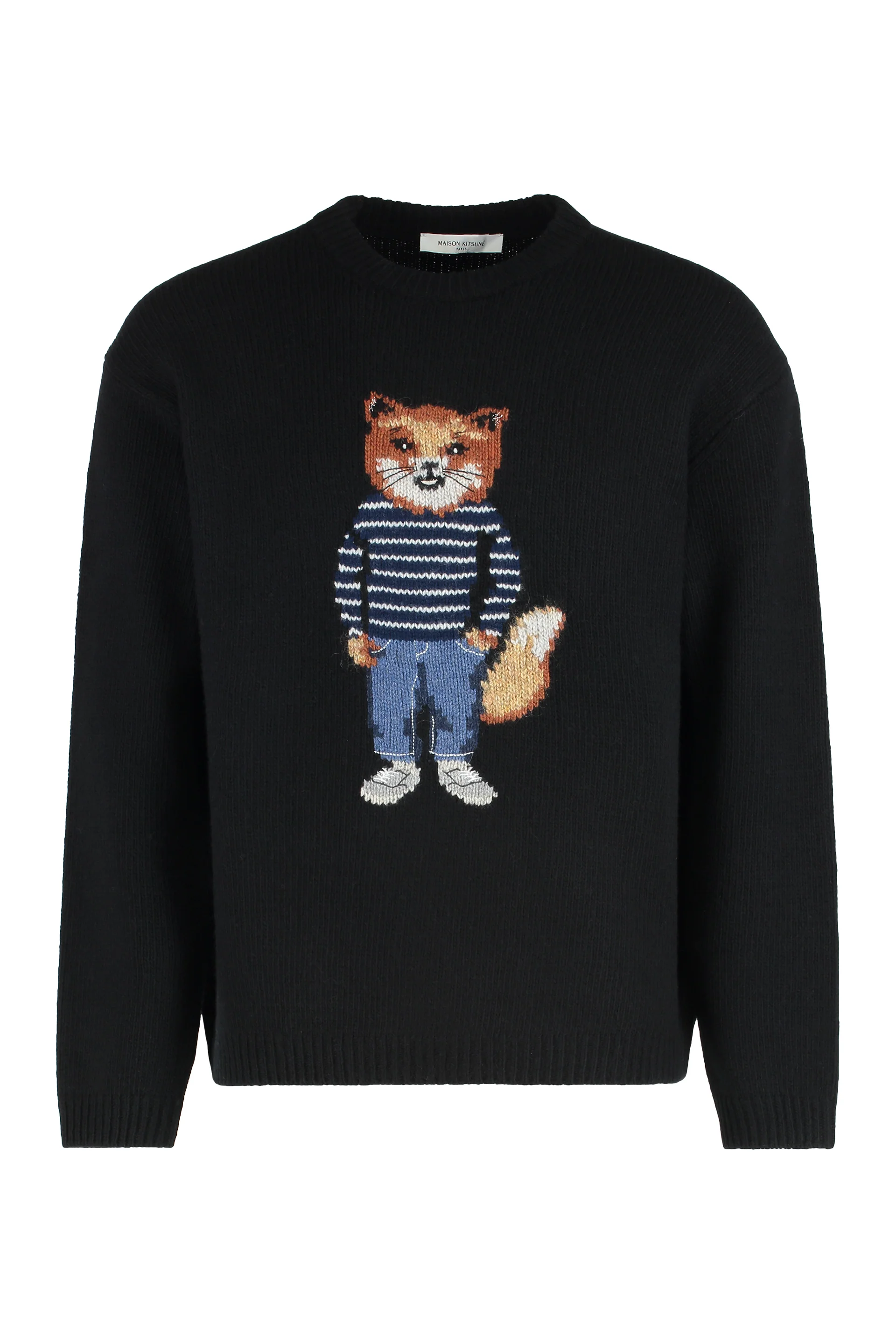 MAISON KITSUNÉ DRESSED FOX INTARSIA WOOL JUMPER