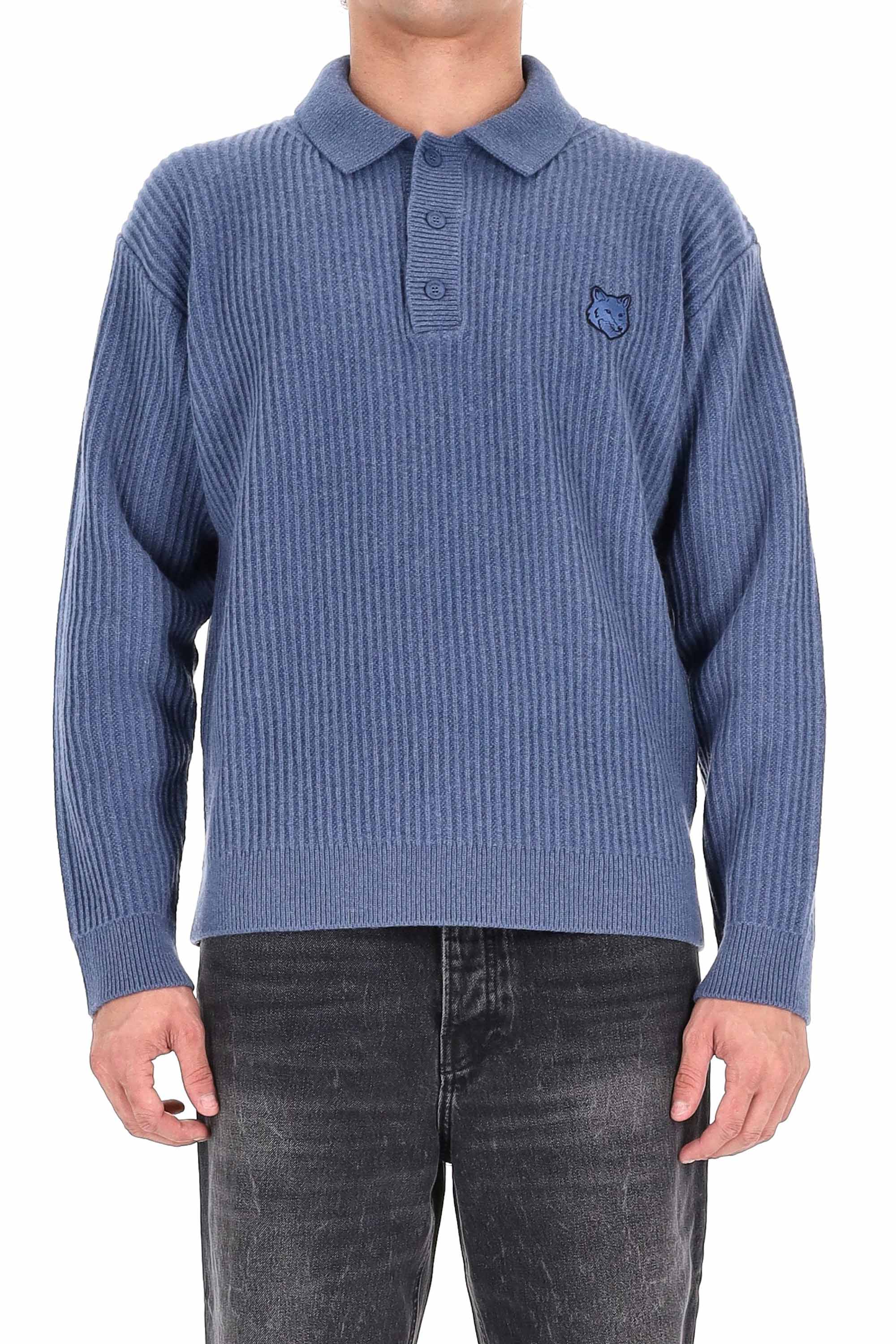 Maison Kitsune Men's Denim Sweater - FW25 Collection - Image 4